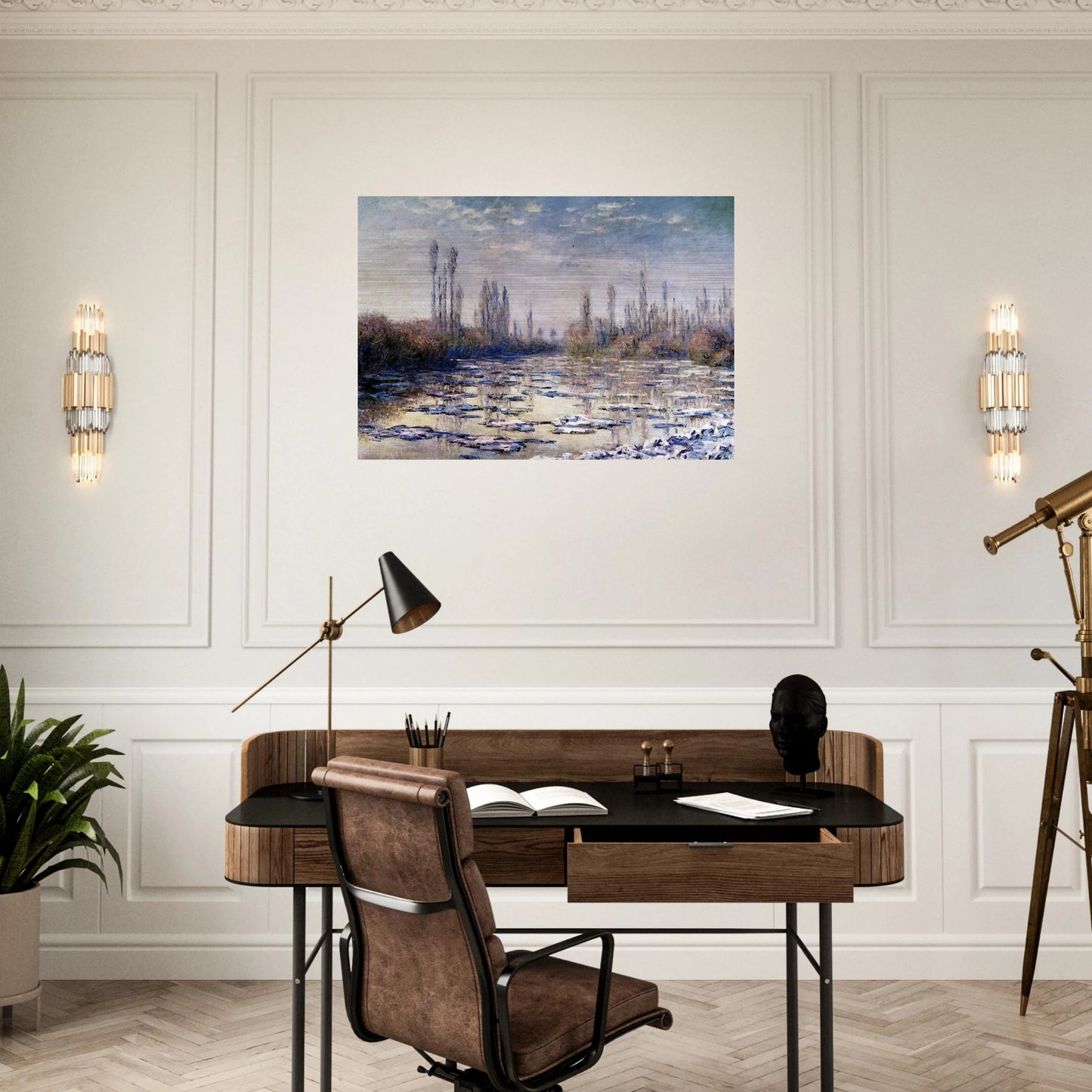 Floating Ice Near Vetheuil - claude monet Brushed Aluminum Print - 70x100 cm / 28x40 inches | claude monet Aluminum Print | claude monet Prints