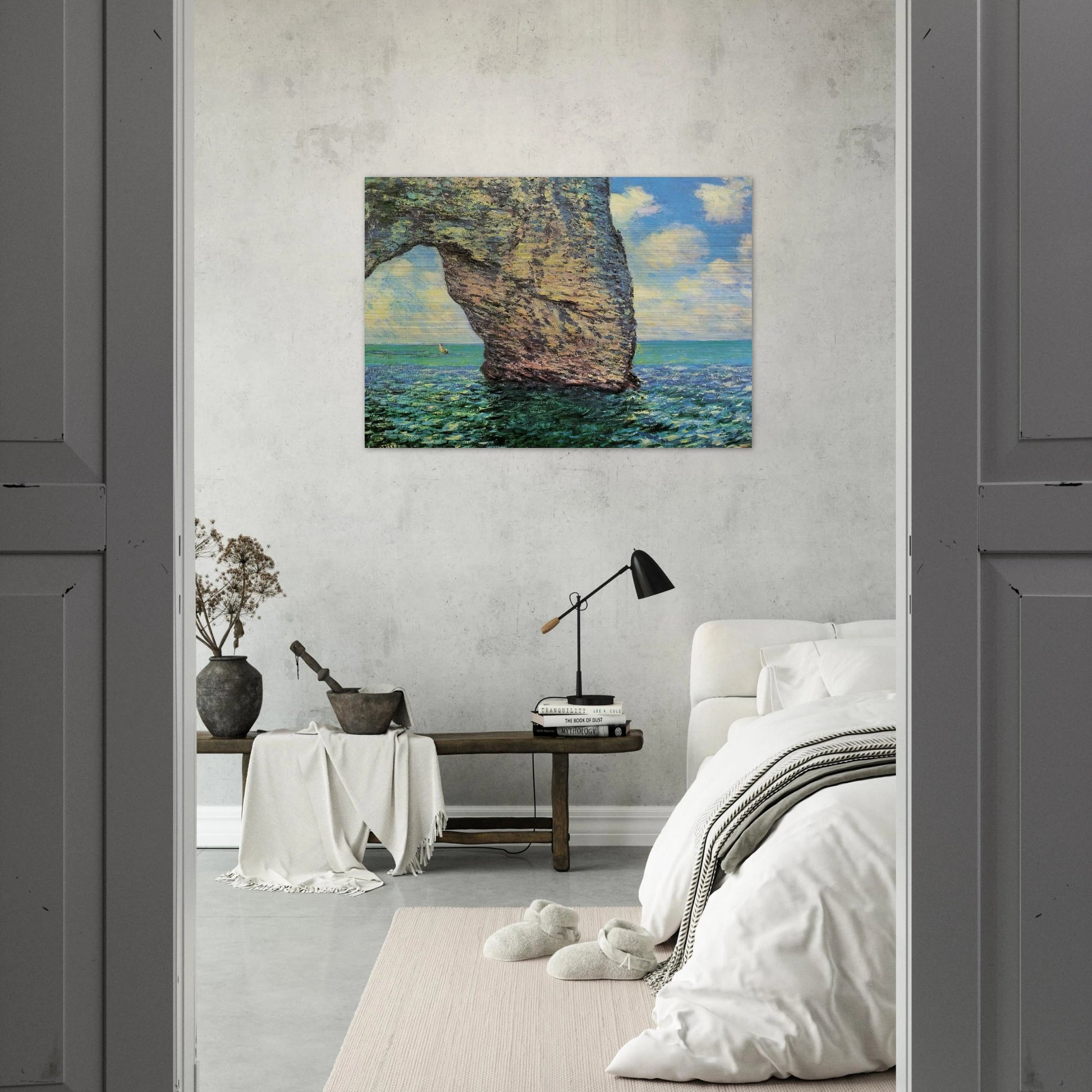 The Manneport at High Tide - claude monet Brushed Aluminum Print - 70x100 cm / 28x40 inches | claude monet Aluminum Print | claude monet Prints