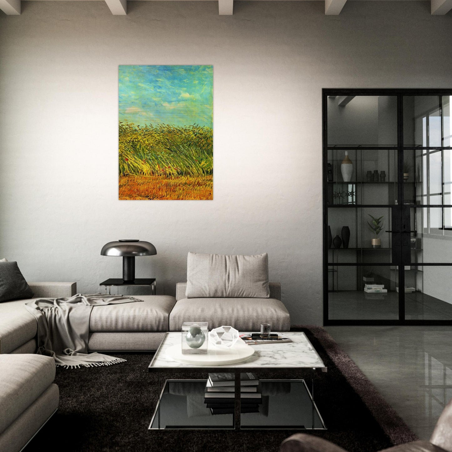 Wheat Field with a Lark - Vincent van Gogh Brushed Aluminum Print - 70x100 cm / 28x40 inches | Vincent van Gogh Aluminum Print | Vincent van Gogh Prints