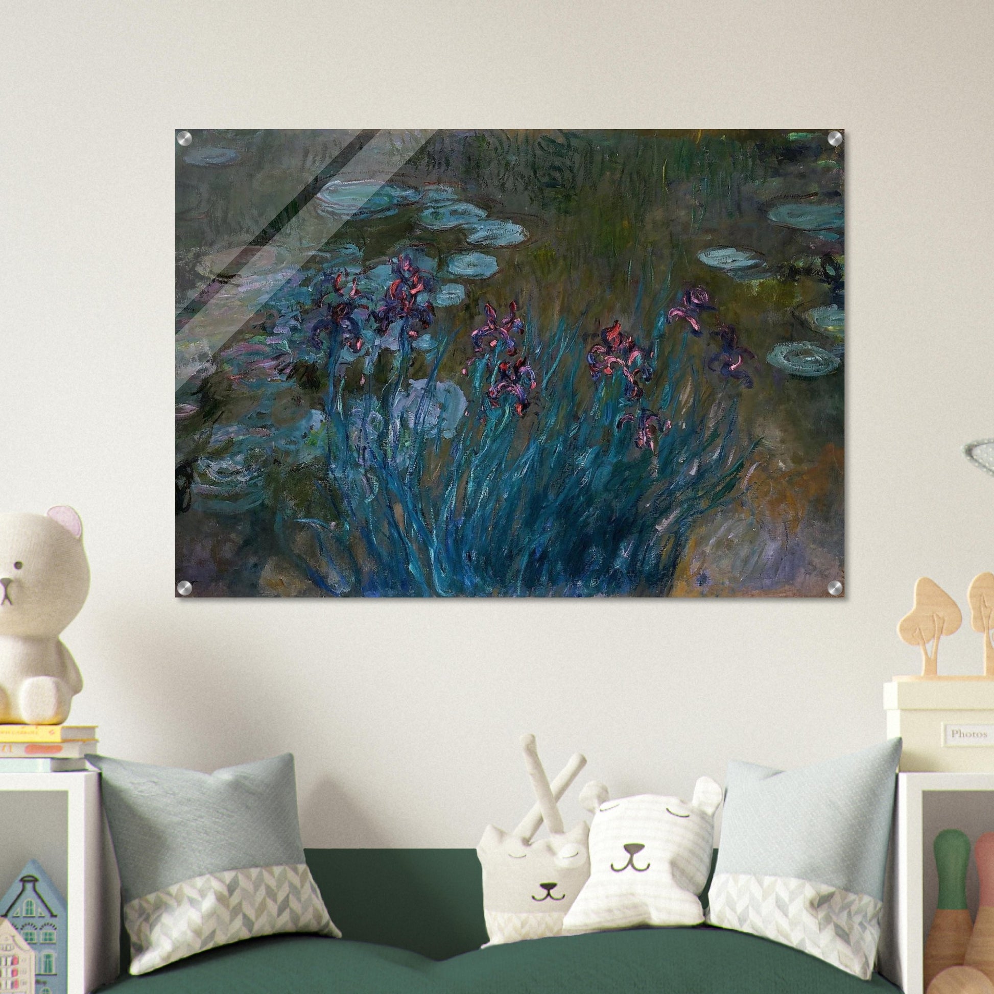 Irises and Water-Lilies - claude monet Acrylic Print - 70x100 cm / 28x40″ inches | claude monet Wall Art | claude monet Prints