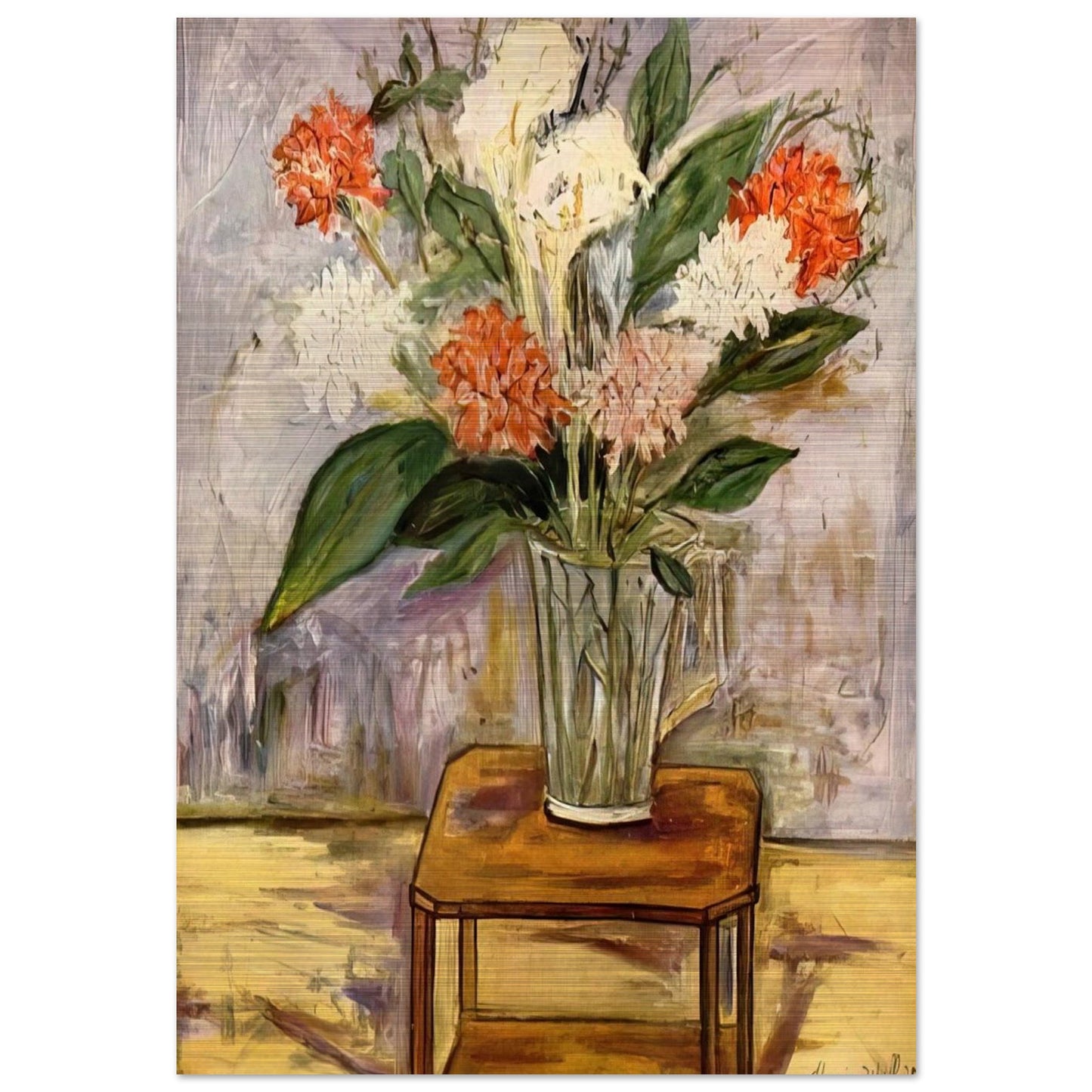FLOWERS - Maurice Utrillo Brushed Aluminum Print - 70x100 cm / 28x40 inches | Maurice Utrillo Aluminum Print | Maurice Utrillo Prints