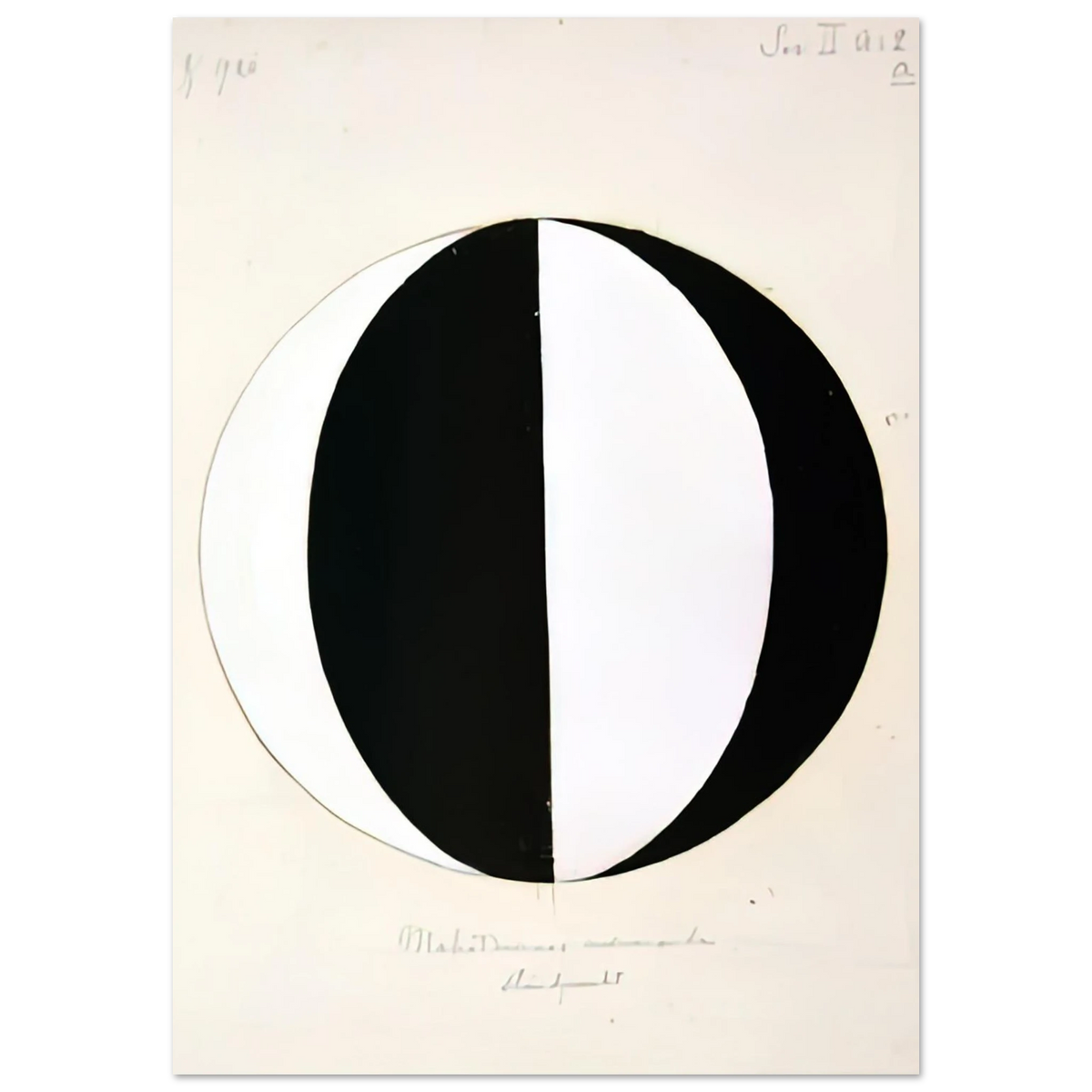 Hilma af Klint - THE MAHATMAS PRESENT STANDING POINT SERIES II NO 2A 1920 Wall art - 27x35 cm / 11x14 inches - Premium Wooden Framed Poster With Fine Art Paper-canvas - Black frame