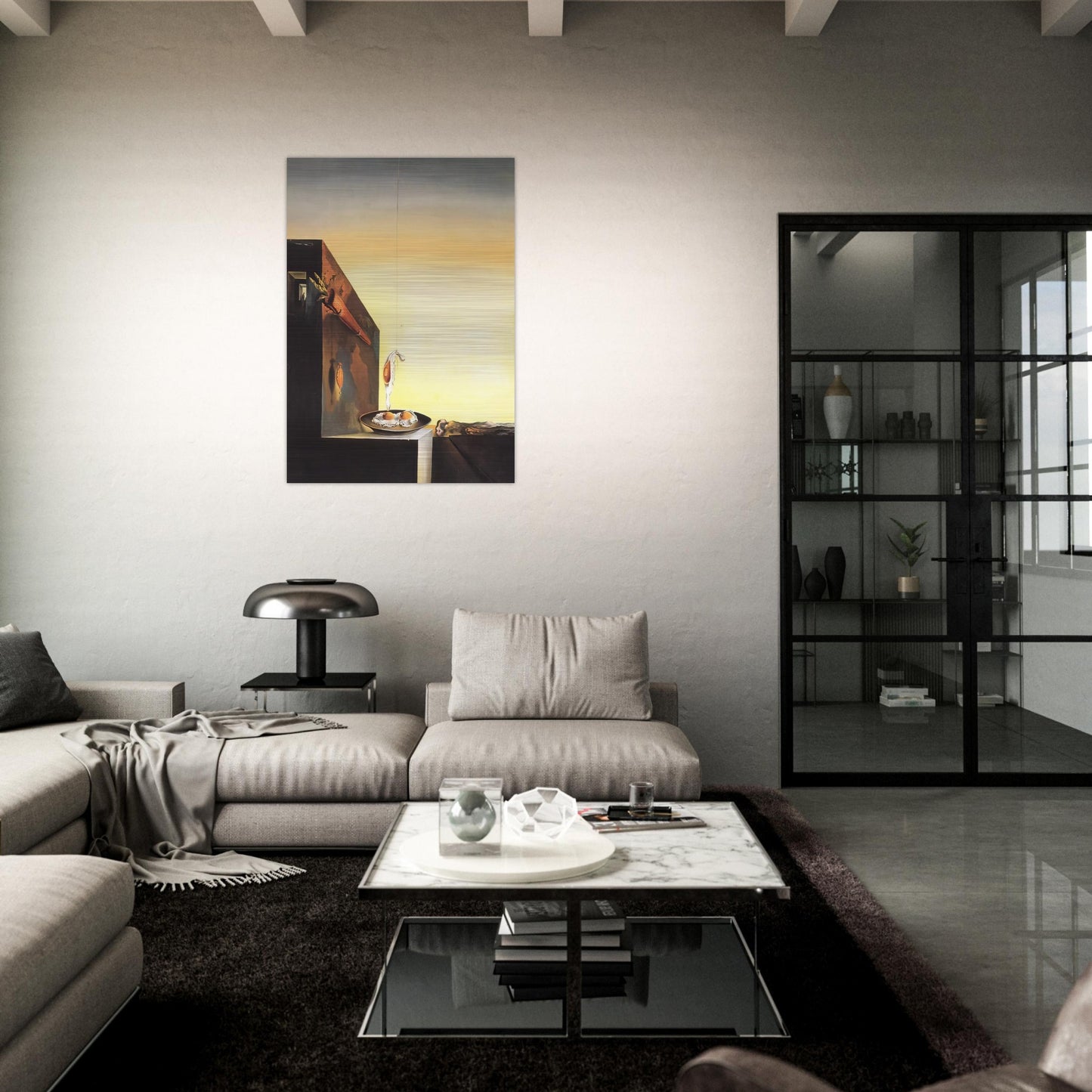 EGGS ON PLATE WITHOUT THE FLAT - Salvador Dali Brushed Aluminum Print - 70x100 cm / 28x40 inches | Salvador Dali Aluminum Print | Salvador Dali Prints