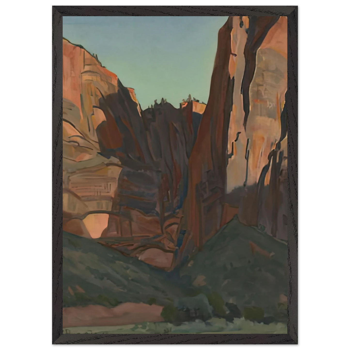 Maynard Dixon - NOTCH IN THE WALL ZION NATIONAL PARK AUGUST 1933 1933 Wall art - 30x40 cm / 12x16 inches - Premium Wooden Framed Poster With Fine Art Paper-canvas - White frame