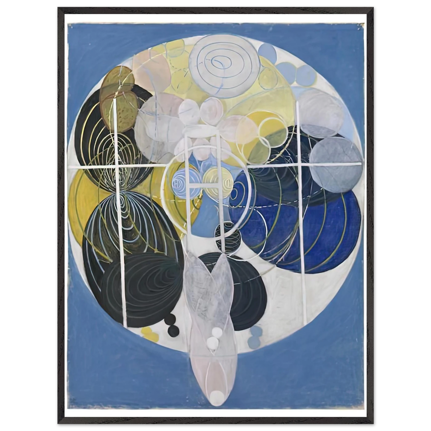Hilma af Klint - THE LARGE FIGURE PAINTINGS NR 5 1907 Wall art - 28x43  cm / XL (11x17 inches) - Premium Wooden Framed Poster With Fine Art Paper-canvas - Wood frame