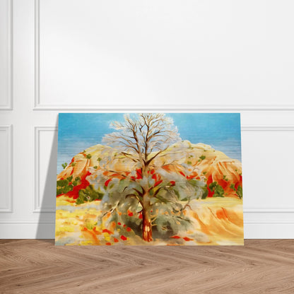 Dead Tree with Pink Hill - Georgia O'Keeffe Brushed Aluminum Print - 70x100 cm / 28x40 inches | Georgia O'Keeffe Aluminum Print | Georgia O'Keeffe Prints