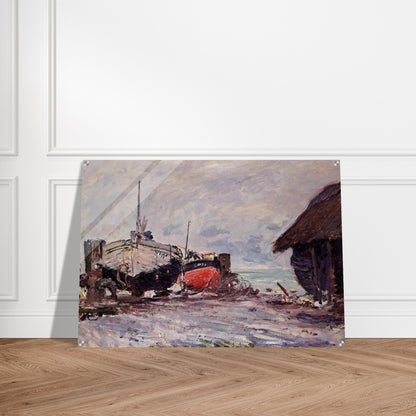 Fishing Boats at Etretat - claude monet Acrylic Print - 70x100 cm / 28x40″ inches | claude monet Wall Art | claude monet Prints