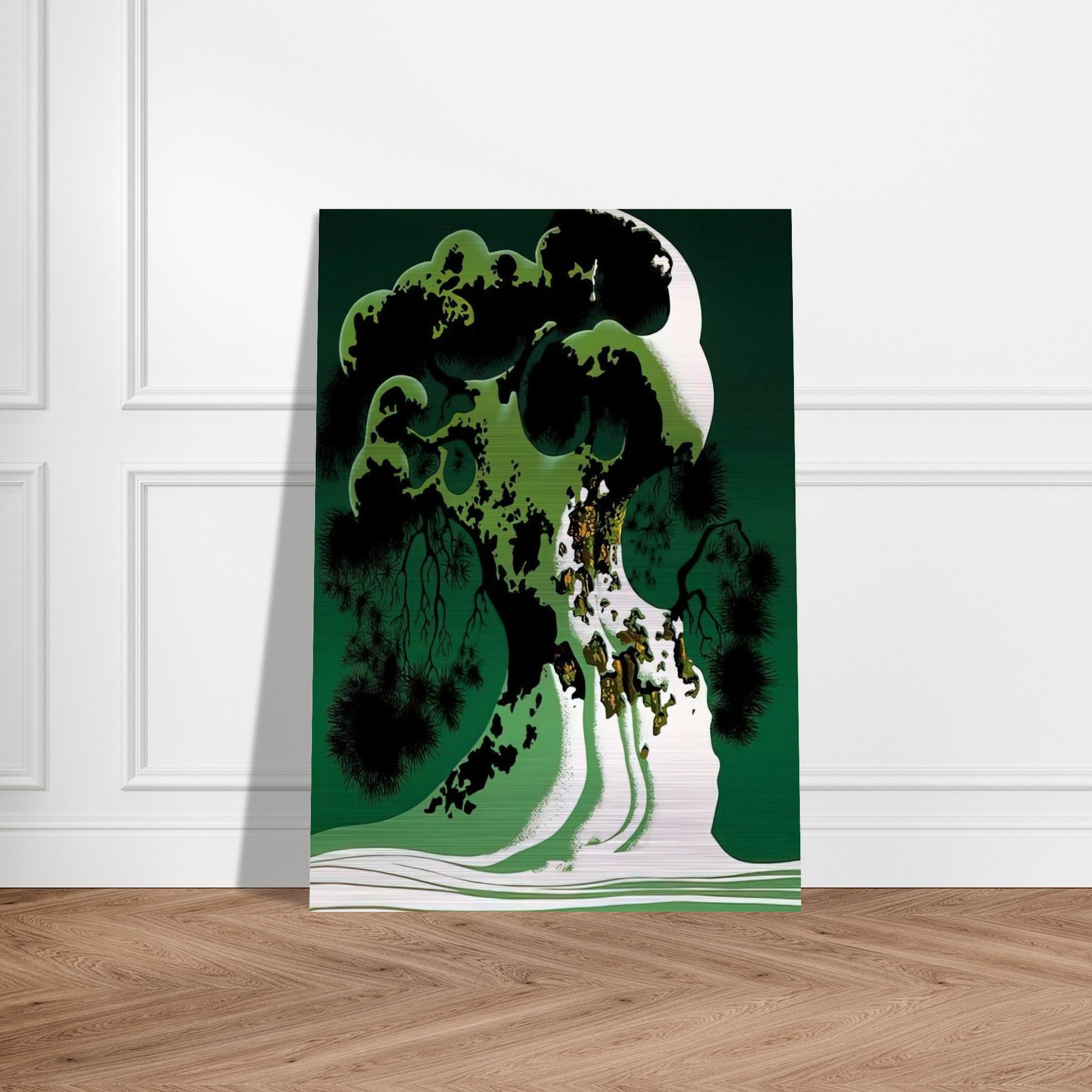 Snow Covered Bonsai - Eyvind Earle Brushed Aluminum Print - 70x100 cm / 28x40 inches | Eyvind Earle Aluminum Print | Eyvind Earle Prints