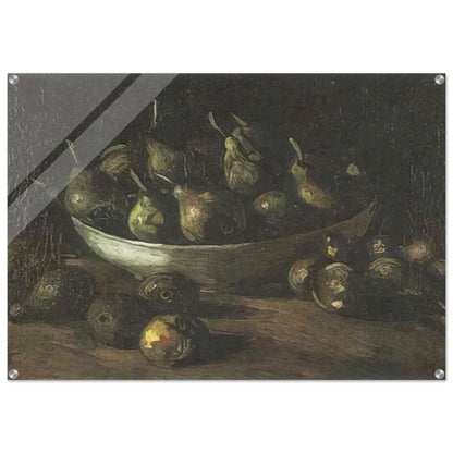 Still life with an Earthern bowl and pears - Vincent van Gogh Acrylic Print - 70x100 cm / 28x40″ inches