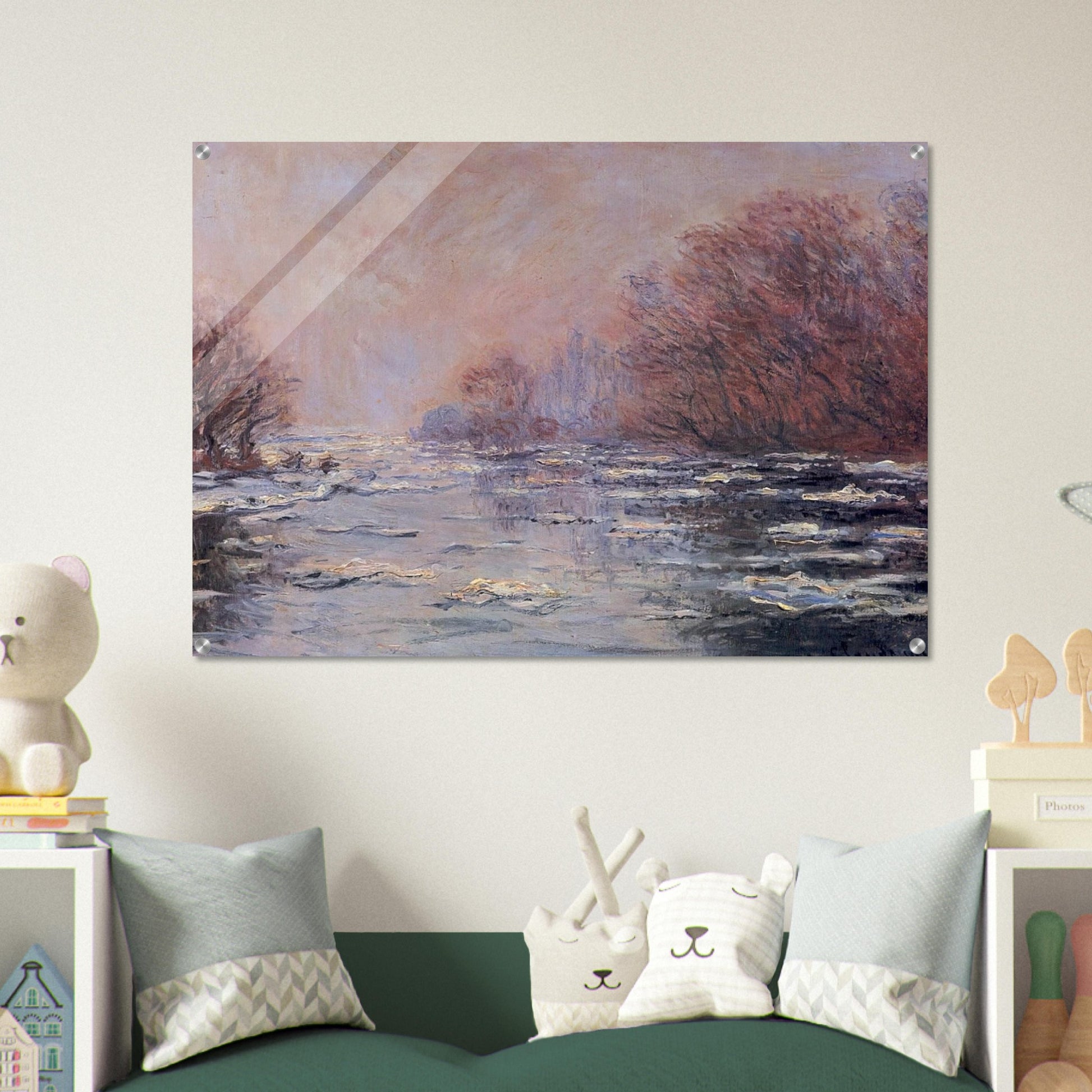 River Thawing near Vetheuil - claude monet Acrylic Print - 70x100 cm / 28x40″ inches | claude monet Wall Art | claude monet Prints
