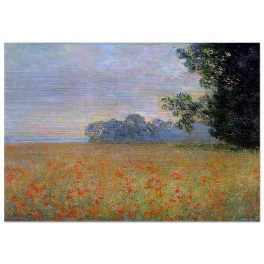 Oat and Poppy Field - claude monet Brushed Aluminum Print - 70x100 cm / 28x40 inches | claude monet Aluminum Print | claude monet Prints
