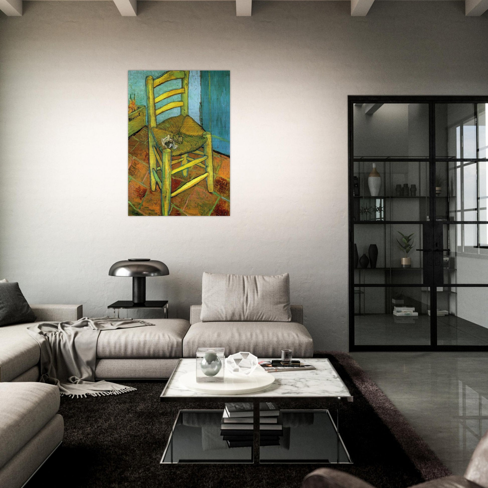 Van Gogh's Chair - Vincent van Gogh Brushed Aluminum Print - 70x100 cm / 28x40 inches | Vincent van Gogh Aluminum Print | Vincent van Gogh Prints