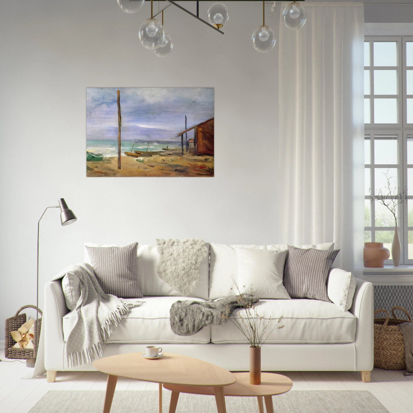 PIOGGIA AL MARE 1929 - Carlo Carra Brushed Aluminum Print - 70x100 cm / 28x40 inches | Carlo Carra Aluminum Print | Carlo Carra Prints