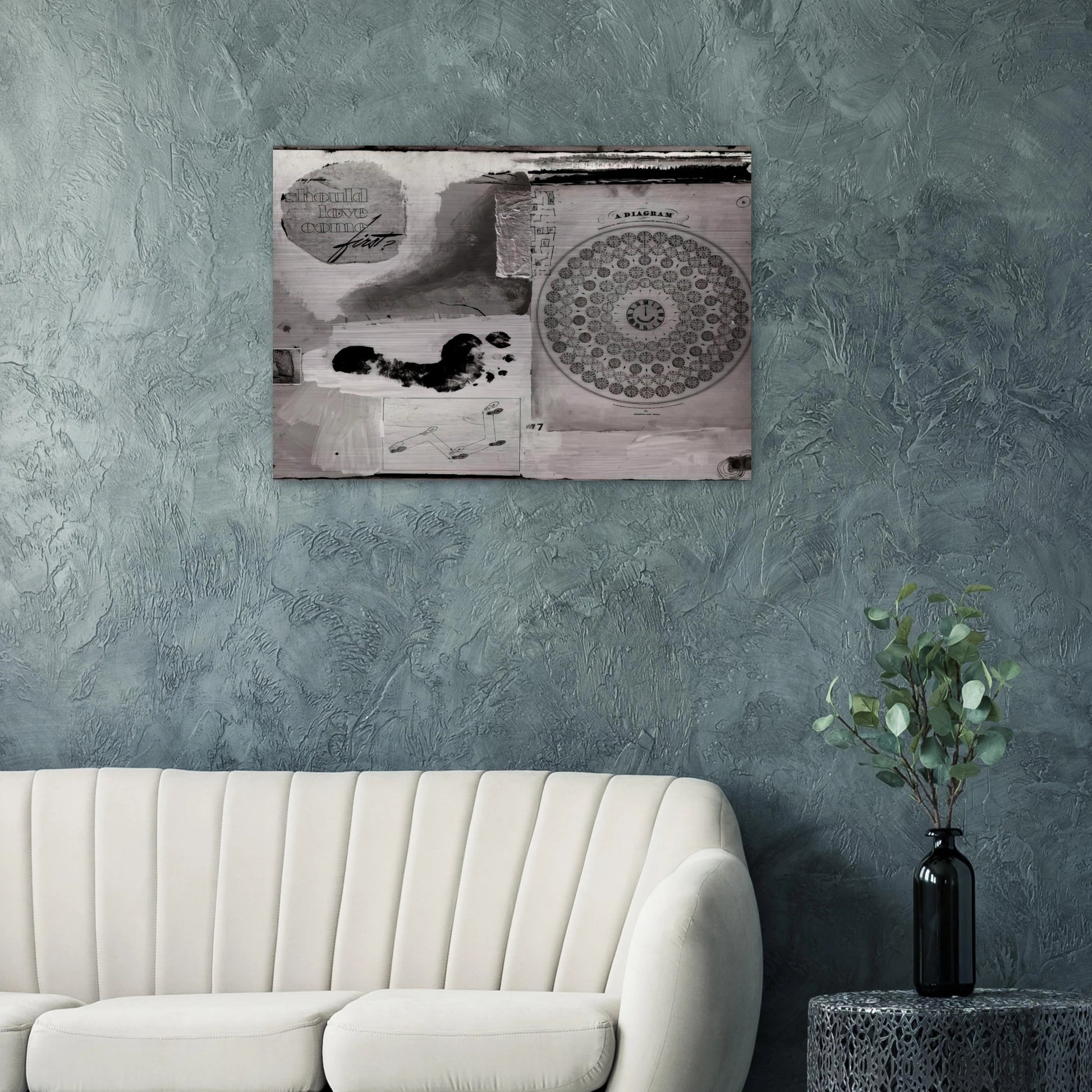 SHOULD LOVE COME FIRST 1951 - Robert Rauschenberg Brushed Aluminum Print - 70x100 cm / 28x40 inches | Robert Rauschenberg Aluminum Print | Robert Rauschenberg Prints