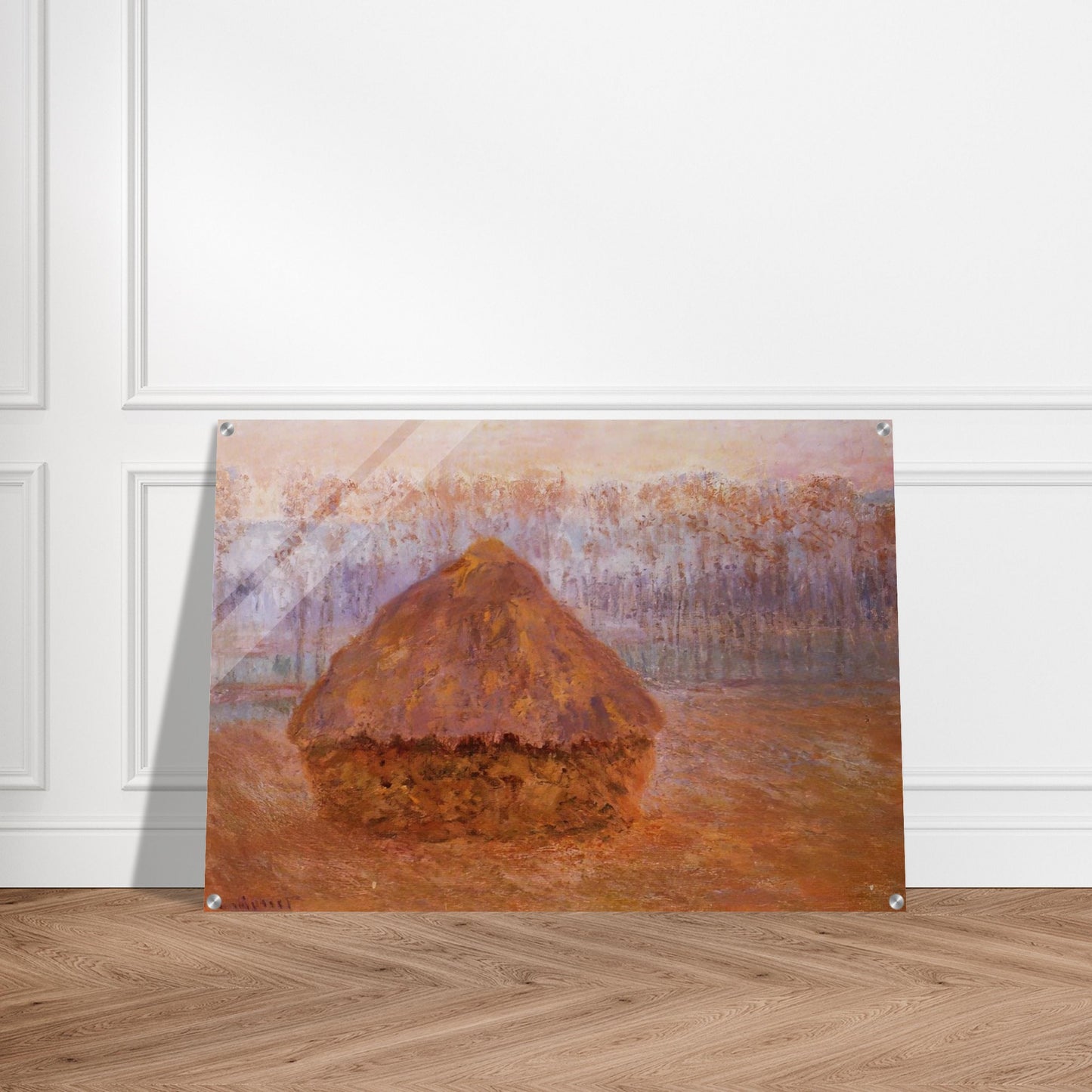 Grainstack in Winter, Misty Weather - claude monet Acrylic Print - 70x100 cm / 28x40″ inches