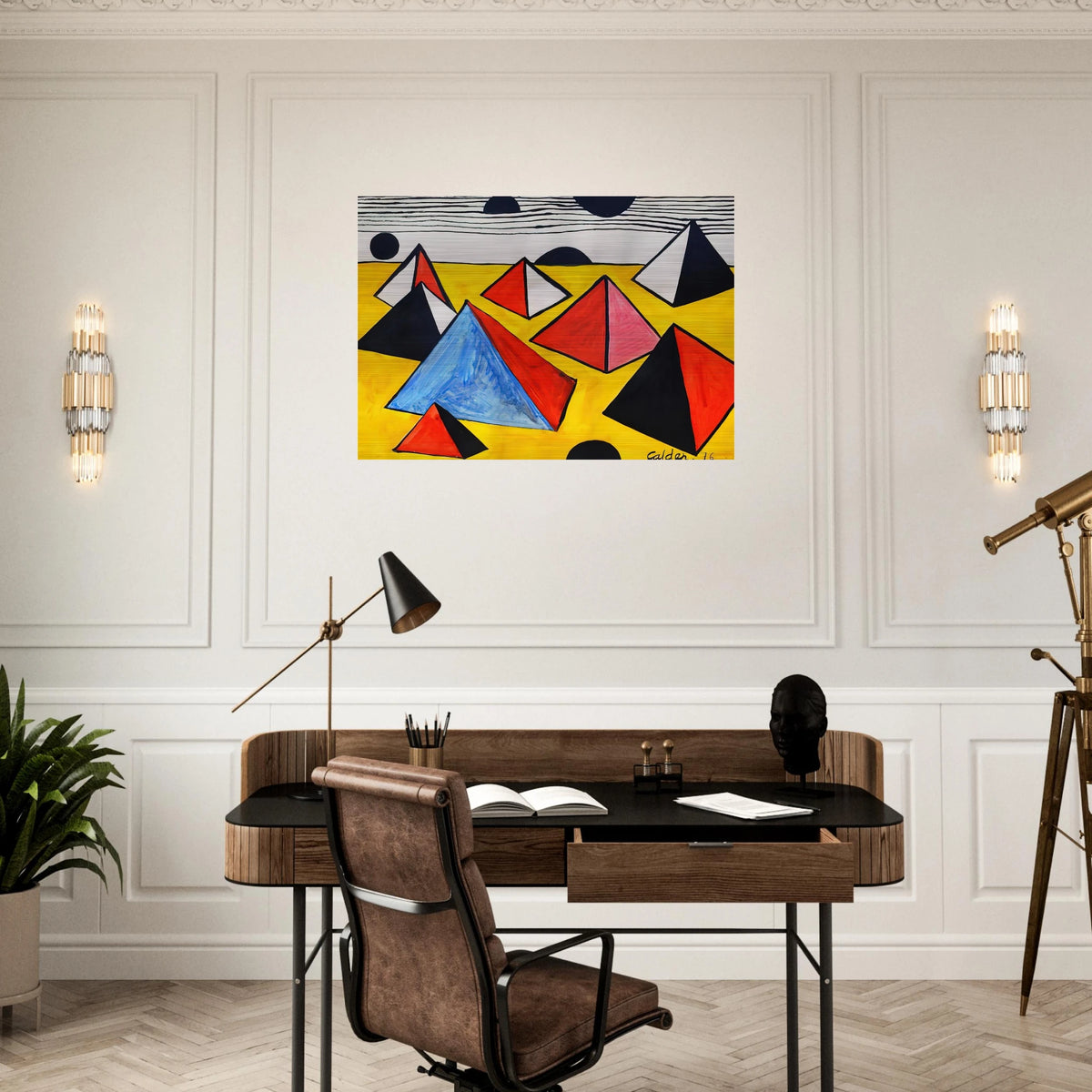 PYRAMIDS 1975 - Alexander Calder Brushed Aluminum Print - 70x100 cm / 28x40 inches | Alexander Calder Aluminum Print | Alexander Calder Prints