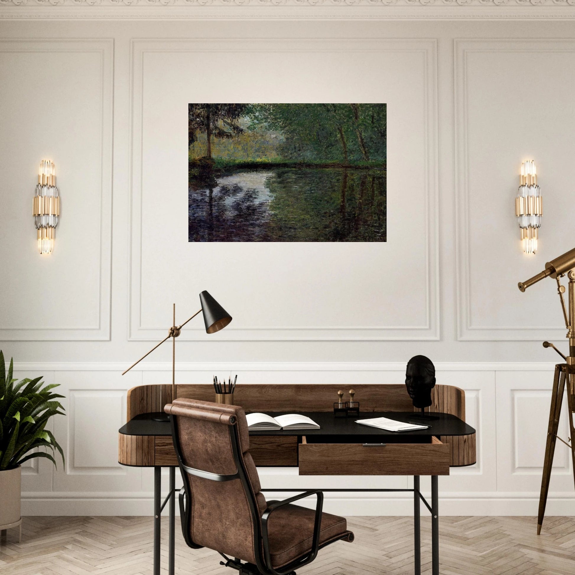The Pond at Montgeron 2 - claude monet Brushed Aluminum Print - 70x100 cm / 28x40 inches | claude monet Aluminum Print | claude monet Prints