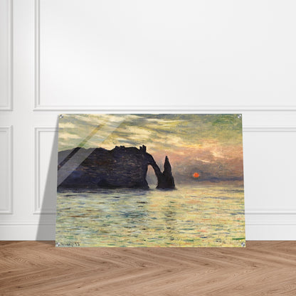 The Manneport, Cliff at Etretat, Sunset - claude monet Acrylic Print - 70x100 cm / 28x40″ inches