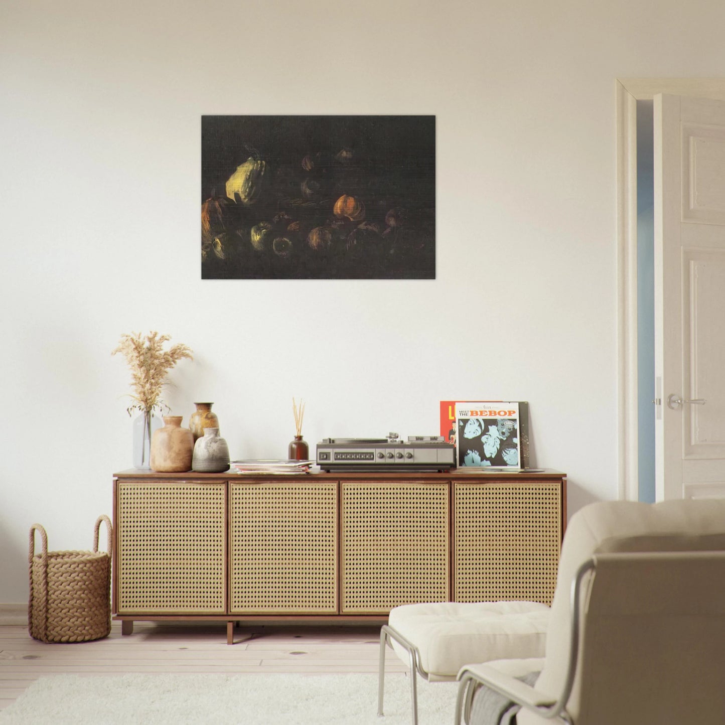 Still life with a basket of apples and two pumpkins - Vincent van Gogh Brushed Aluminum Print - 70x100 cm / 28x40 inches | Vincent van Gogh Aluminum Print | Vincent van Gogh Prints