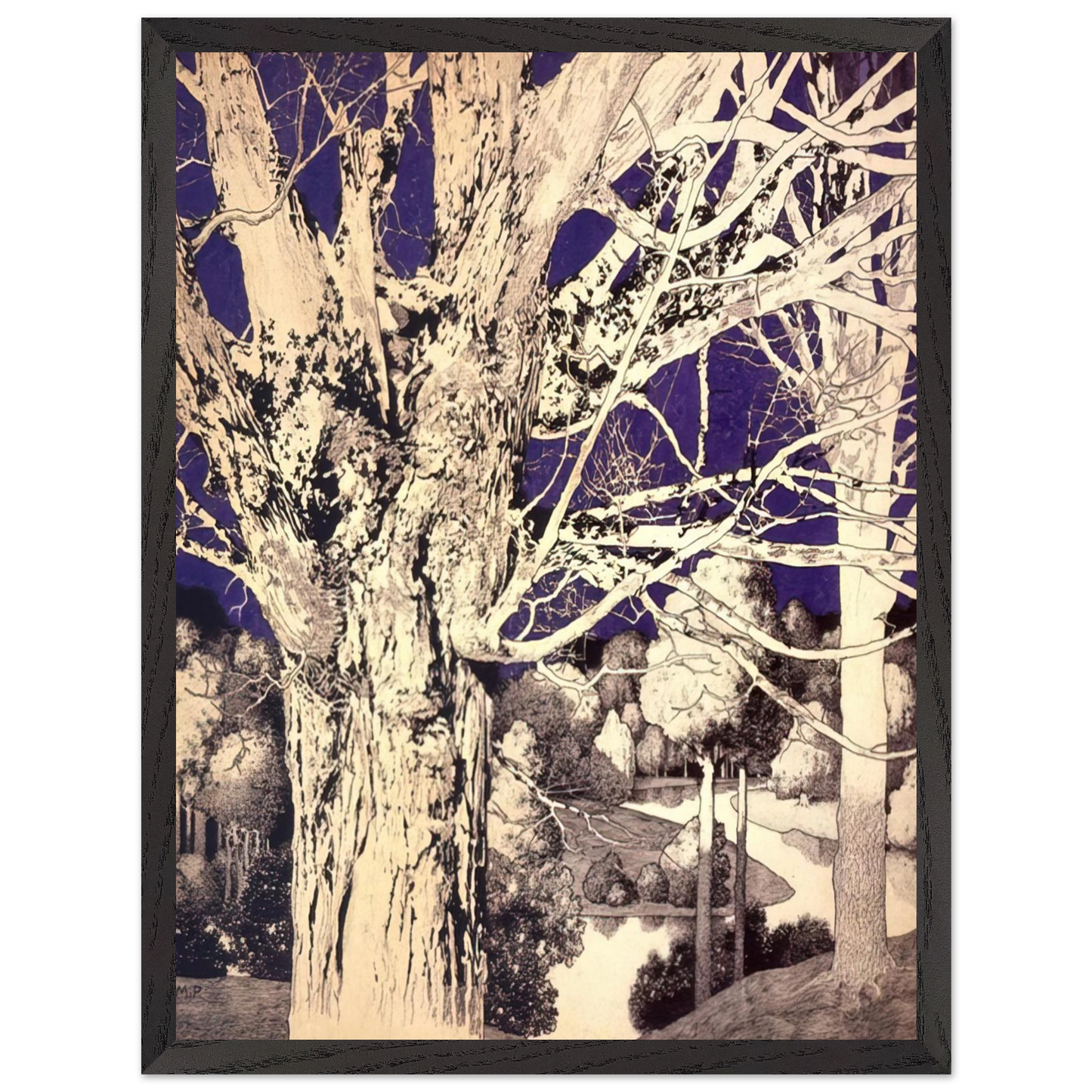 Maxfield Parrish - Solitude Wall Art - 60x80 cm / 24x32 inches - Premium Wooden Framed Poster With Fine Art Paper-canvas - White frame