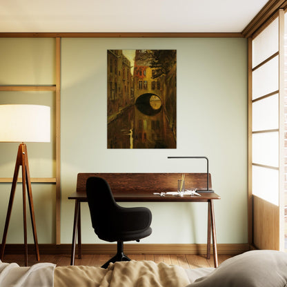 HOUSE OVER THE BRIDGE - Diego Rivera Brushed Aluminum Print - 70x100 cm / 28x40 inches | Diego Rivera Aluminum Print | Diego Rivera Prints