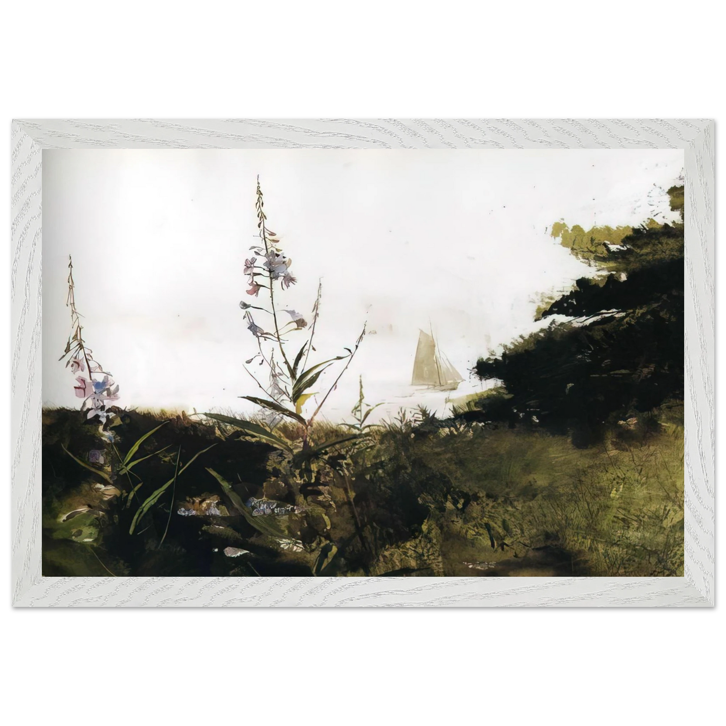 Andrew Wyeth - UNDER SAIL Wall Art - 21x29.7 cm / 8x12" - Premium Wooden Framed Poster With Fine Art Paper-canvas - Wood frame