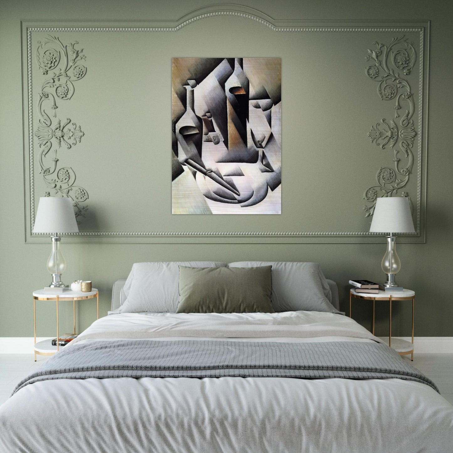 BOTTLES AND KNIFE 1912 - Juan Gris Brushed Aluminum Print - 70x100 cm / 28x40 inches | Juan Gris Aluminum Print | Juan Gris Prints
