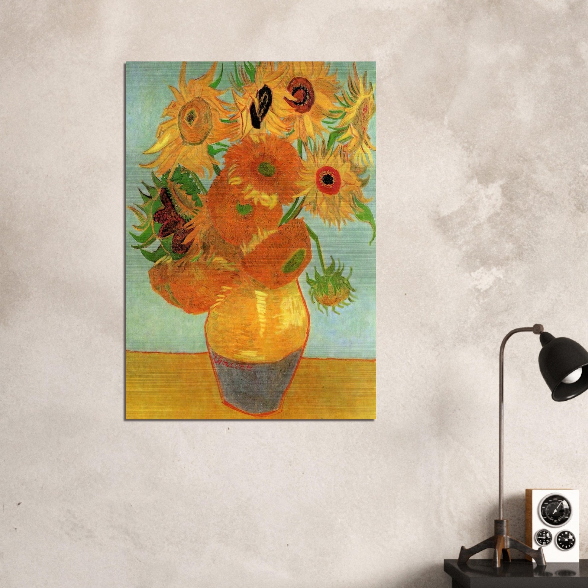 Still Life Vase with Twelve Sunflowers - Vincent van Gogh Brushed Aluminum Print - 70x100 cm / 28x40 inches | Vincent van Gogh Aluminum Print | Vincent van Gogh Prints