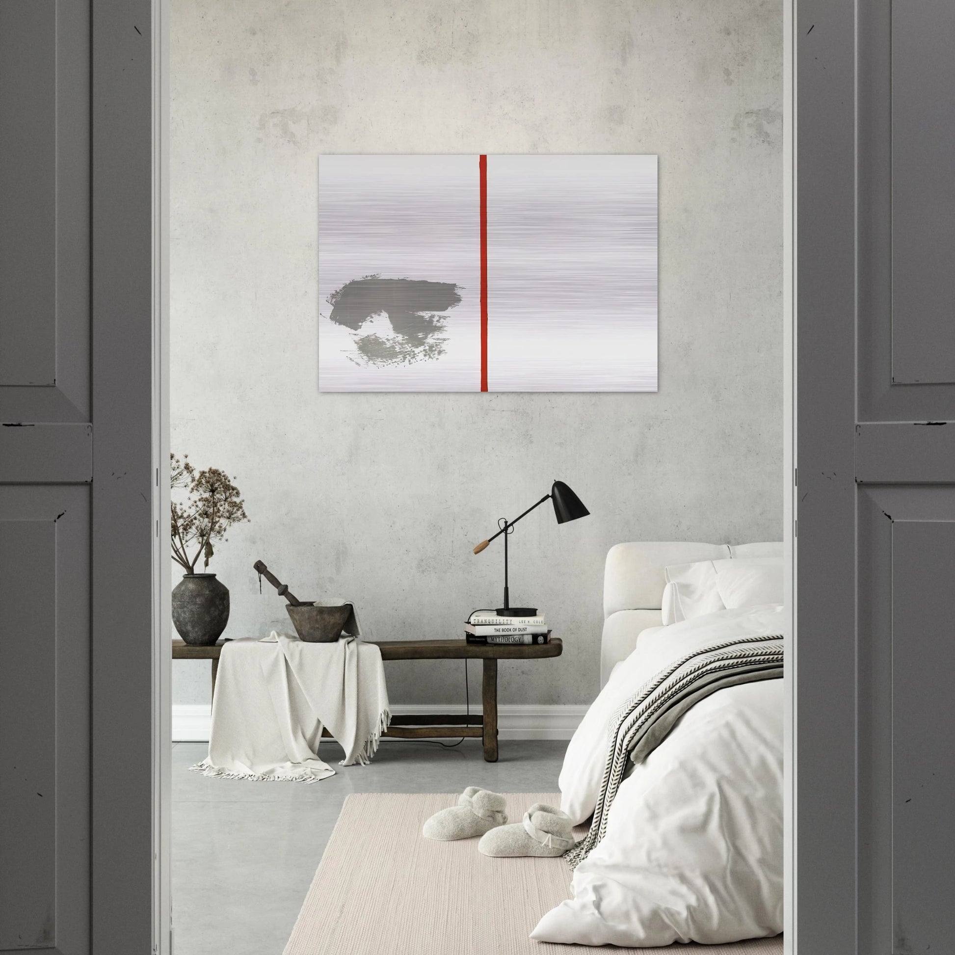 OHNE TITEL MIT ROTEM STRICH 1970 - BLINKY PALERMO Brushed Aluminum Print - 70x100 cm / 28x40 inches | BLINKY PALERMO Aluminum Print | BLINKY PALERMO Prints