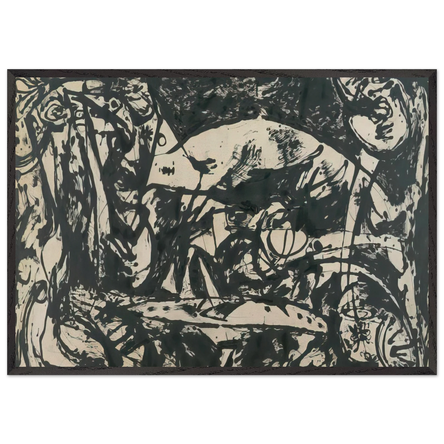 NUMBER 14 - Jackson Pollock 70x100 cm / 28x40 inches Framed Art Print – Black Wooden Frame