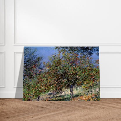 Apple Trees on the Chantemesle Hill - claude monet Brushed Aluminum Print - 70x100 cm / 28x40 inches | claude monet Aluminum Print | claude monet Prints