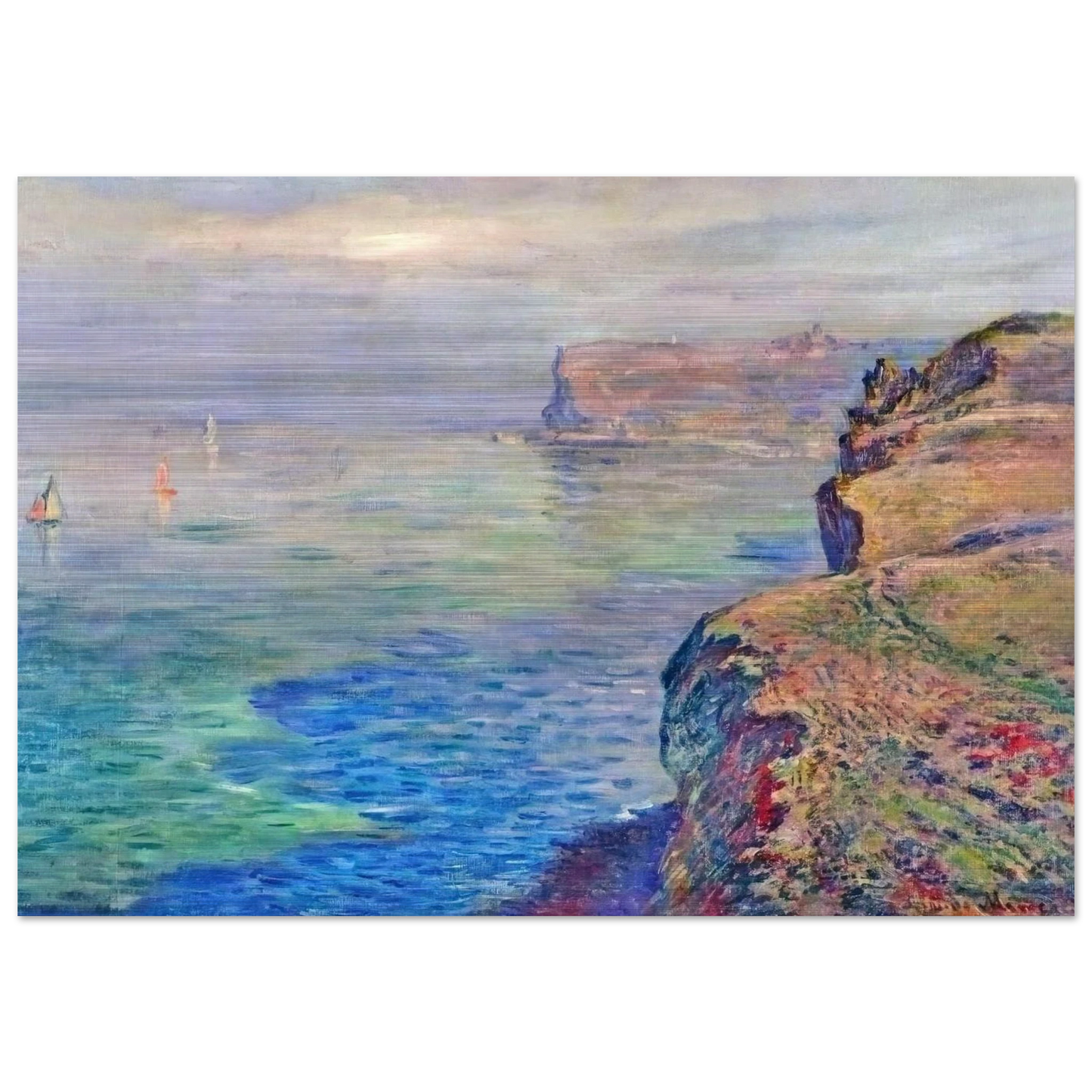 Cliff at Grainval near Fecamp - claude monet Brushed Aluminum Print - 70x100 cm / 28x40 inches | claude monet Aluminum Print | claude monet Prints