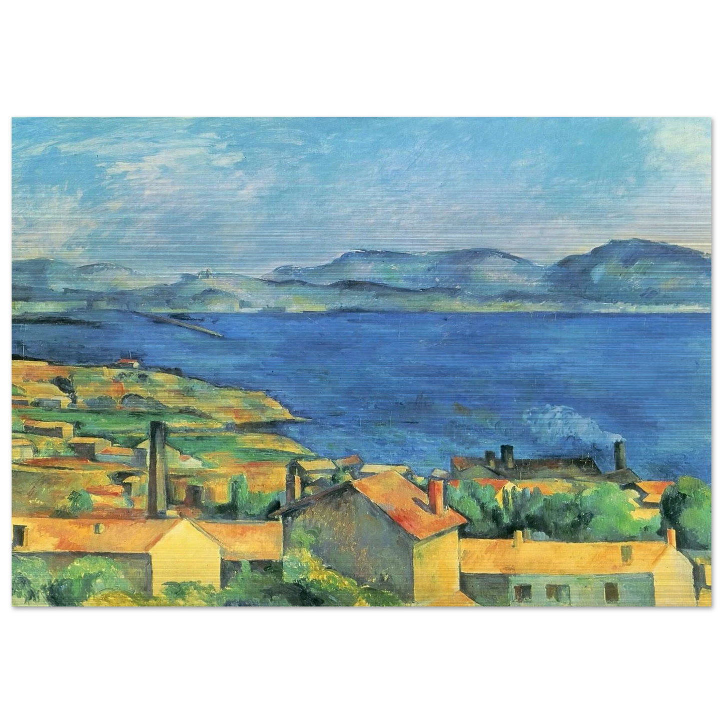 The Gulf of Marseille Seen from L'Estaque - Paul Cézanne Brushed Aluminum Print - 70x100 cm / 28x40 inches | Paul Cézanne Aluminum Print | Paul Cézanne Prints
