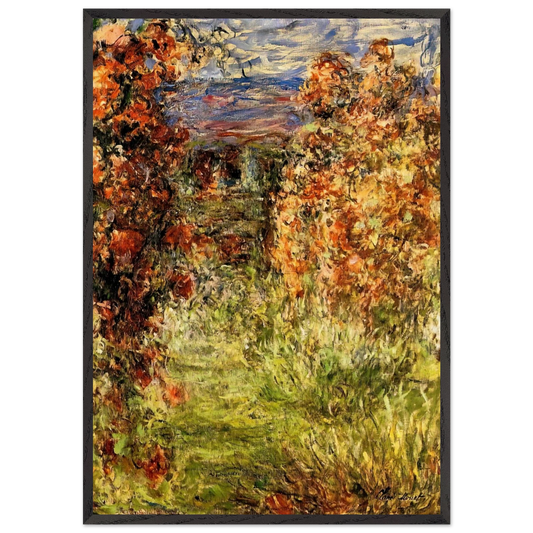 The House among the Roses 2 - claude monet 70x100 cm / 28x40 inches Framed Art Print – Black Wooden Frame