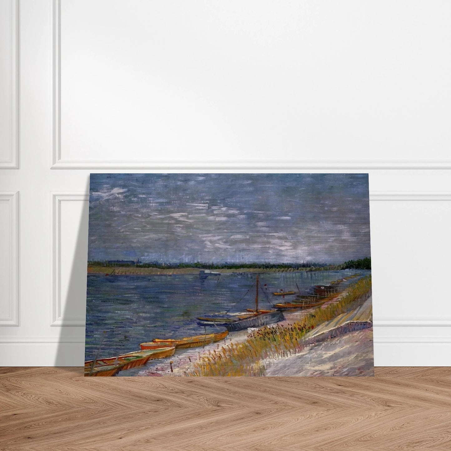 Moored Boats - Vincent van Gogh Brushed Aluminum Print - 70x100 cm / 28x40 inches | Vincent van Gogh Aluminum Print | Vincent van Gogh Prints