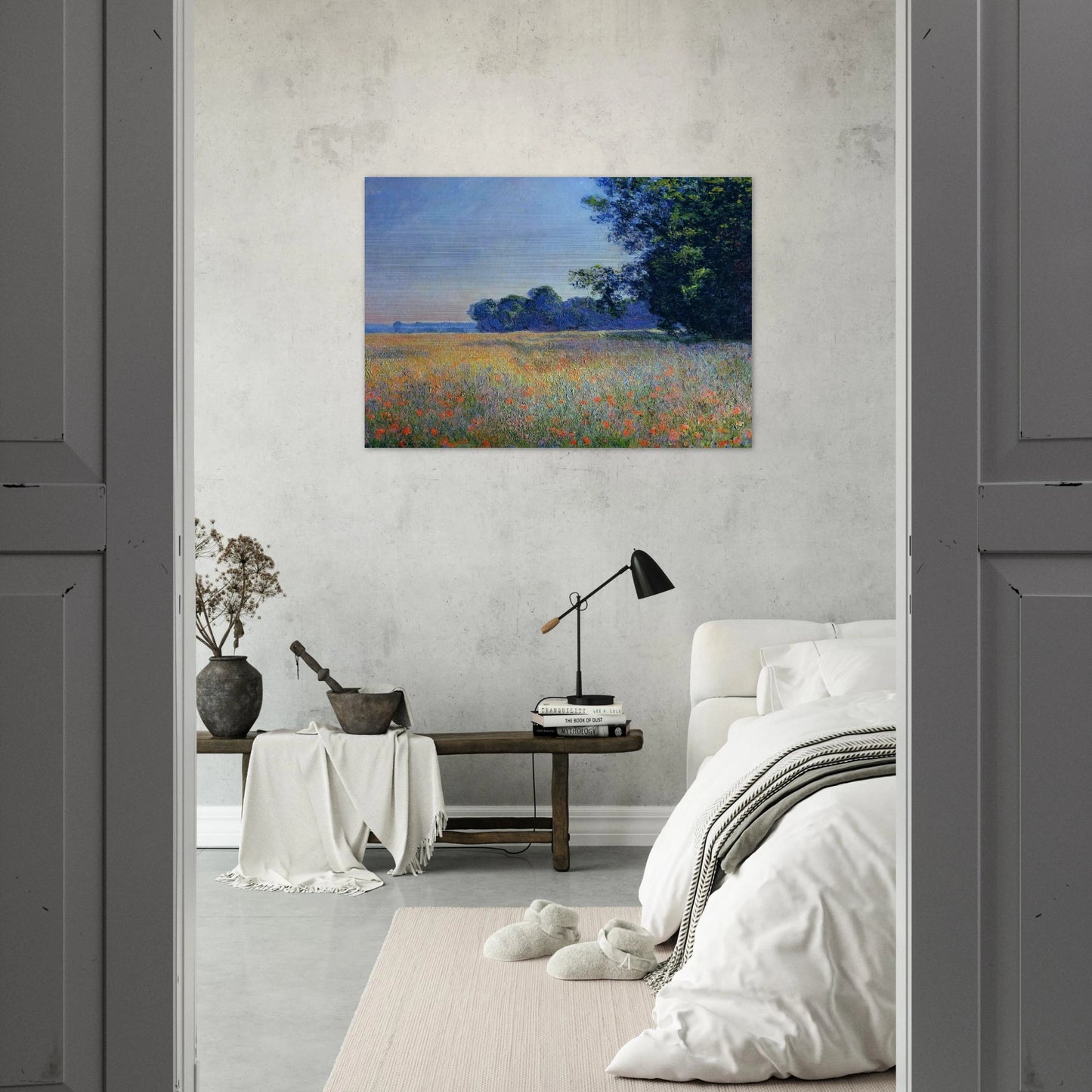 Oat and Poppy Field, Giverny - claude monet Brushed Aluminum Print - 70x100 cm / 28x40 inches | claude monet Aluminum Print | claude monet Prints