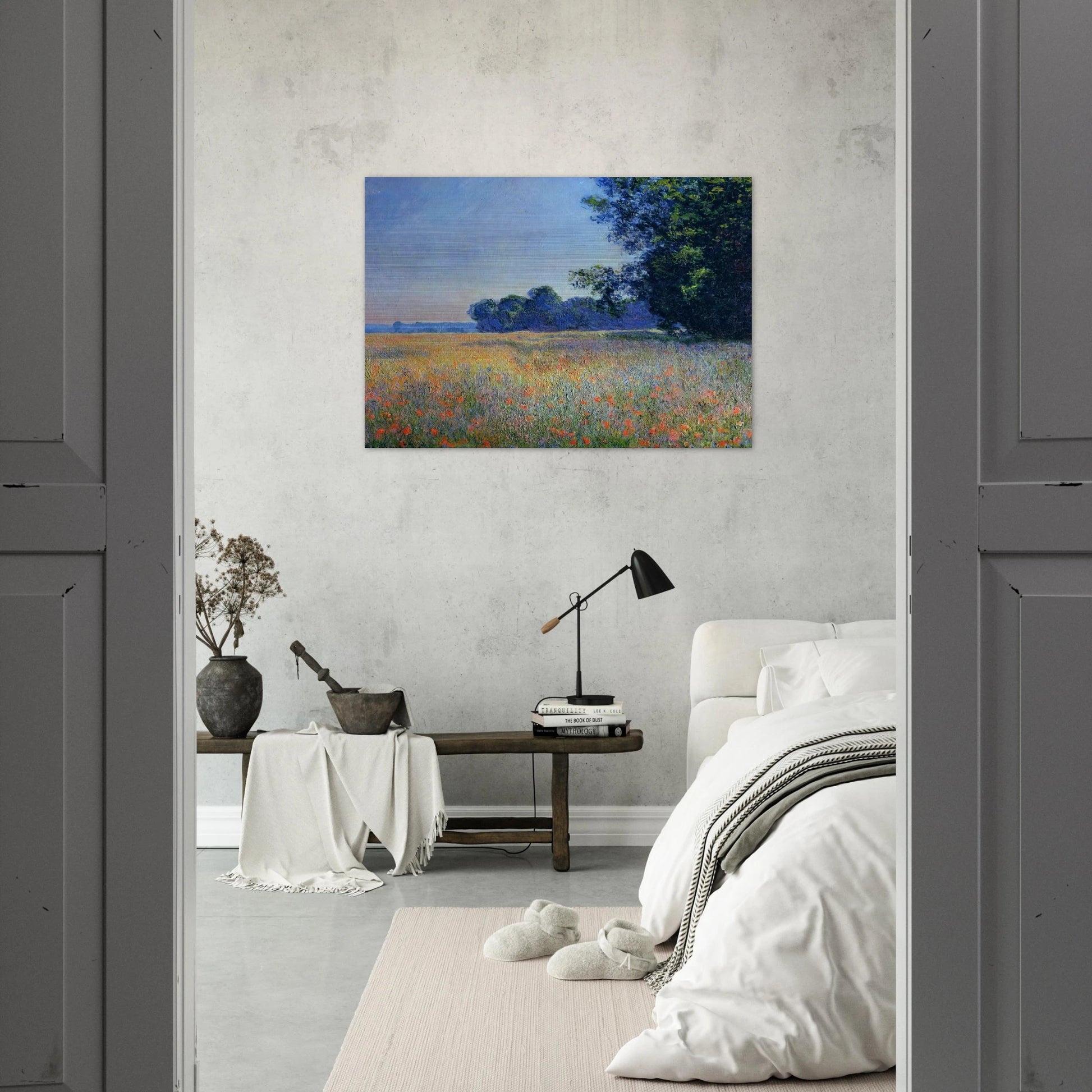 Oat and Poppy Field, Giverny - claude monet Brushed Aluminum Print - 70x100 cm / 28x40 inches | claude monet Aluminum Print | claude monet Prints