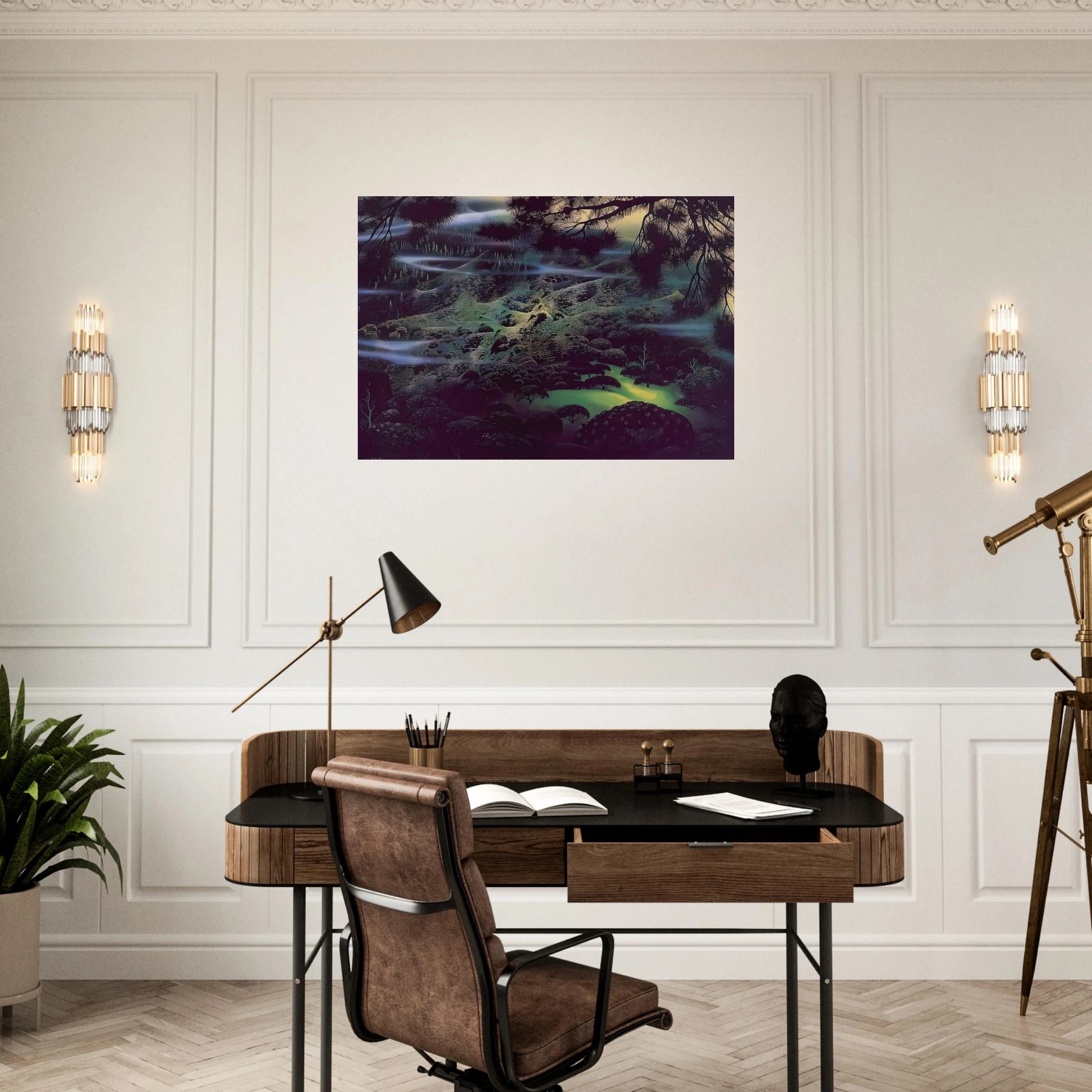Symphonic Fantasy - Eyvind Earle Brushed Aluminum Print - 70x100 cm / 28x40 inches | Eyvind Earle Aluminum Print | Eyvind Earle Prints