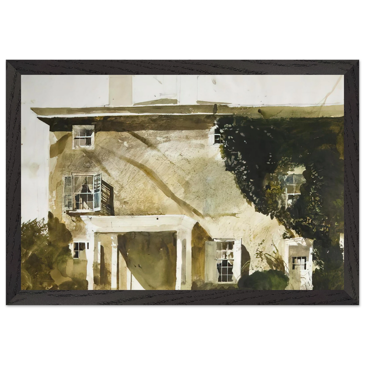 Andrew Wyeth - THE HATTON HOUSE 1967 Wall Art - 60x80 cm / 24x32 inches - Premium Wooden Framed Poster With Fine Art Paper-canvas - Black frame