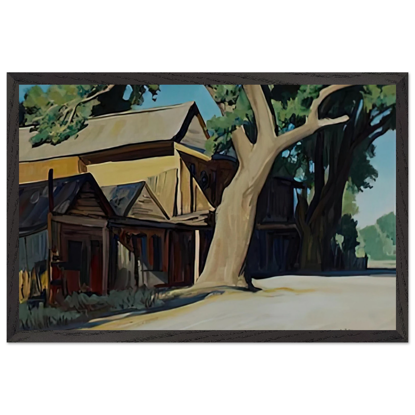 Maynard Dixon - OLD CHINATOWN CARSON CITY NEVADA 1937 Wall art - 28x43  cm / XL (11x17 inches) - Premium Wooden Framed Poster With Fine Art Paper-canvas - White frame