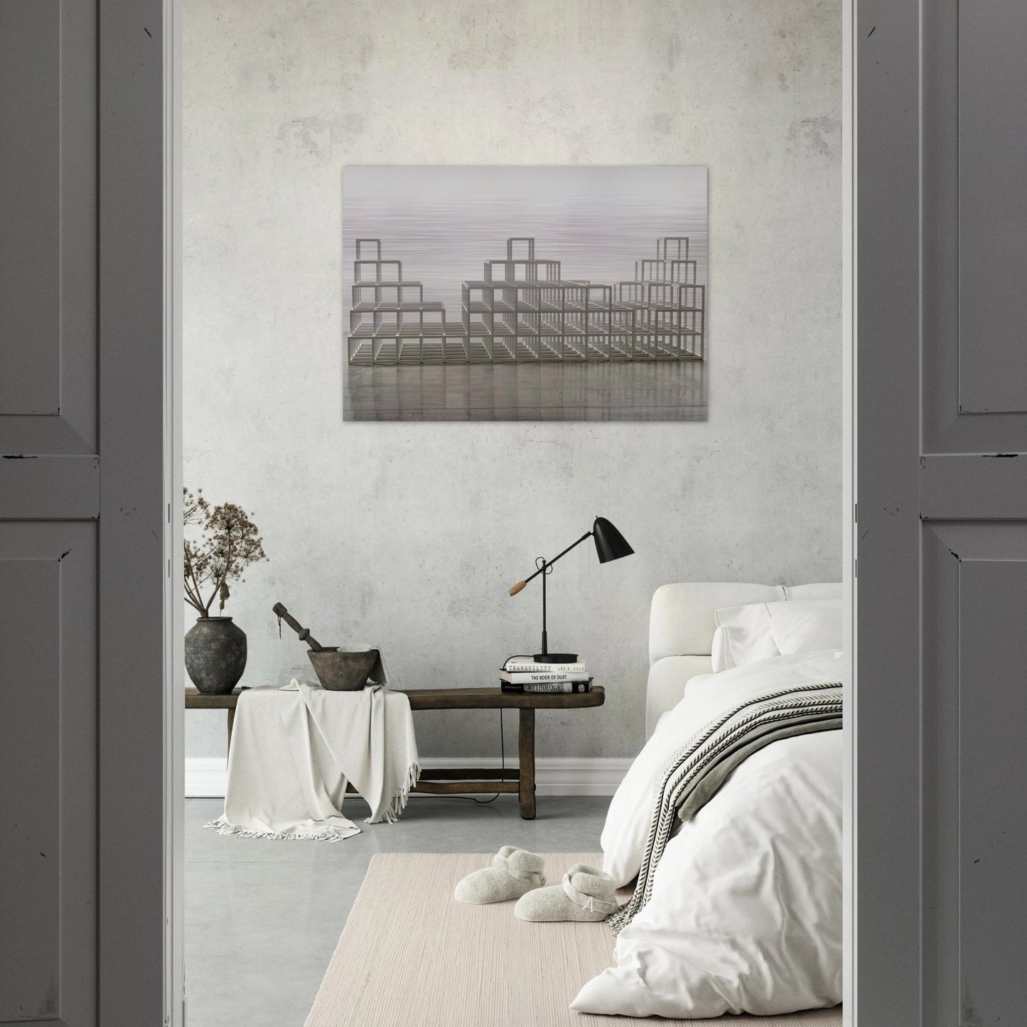 Structure with Three Towers - Sol LeWitt Brushed Aluminum Print - 70x100 cm / 28x40 inches | Sol LeWitt Aluminum Print | Sol LeWitt Prints