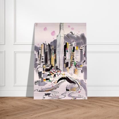 Hong Kong - 1997 - Wu Guanzhong Brushed Aluminum Print - 70x100 cm / 28x40 inches | Wu Guanzhong Aluminum Print | Wu Guanzhong Prints