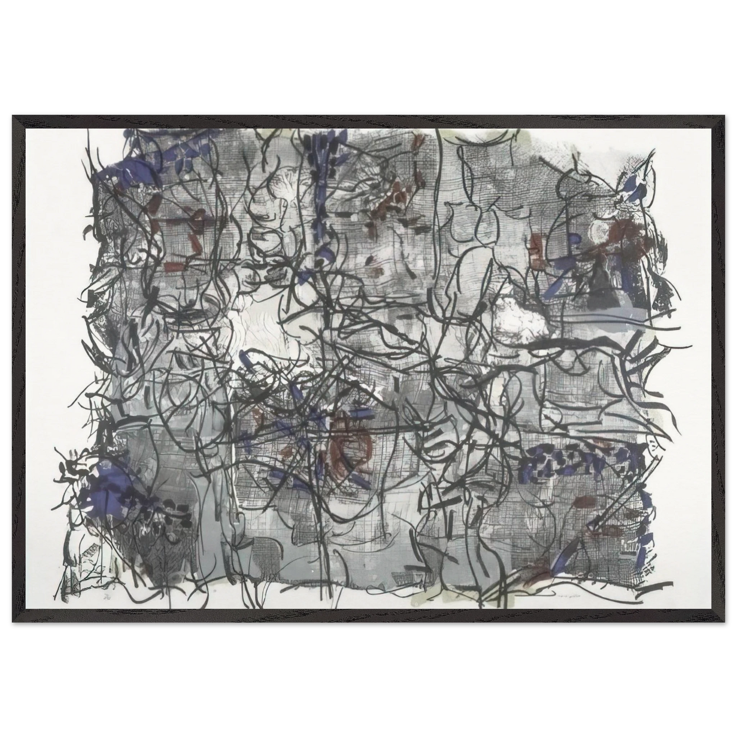 Jute IV - Jean-Paul Riopelle 70x100 cm / 28x40 inches Framed Art Print – Black Wooden Frame