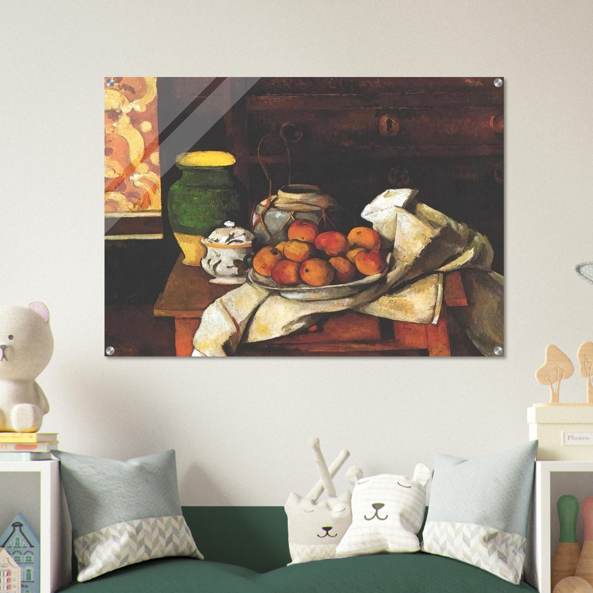 Still life in front of a chest of drawers - Paul Cézanne Acrylic Print - 70x100 cm / 28x40″ inches