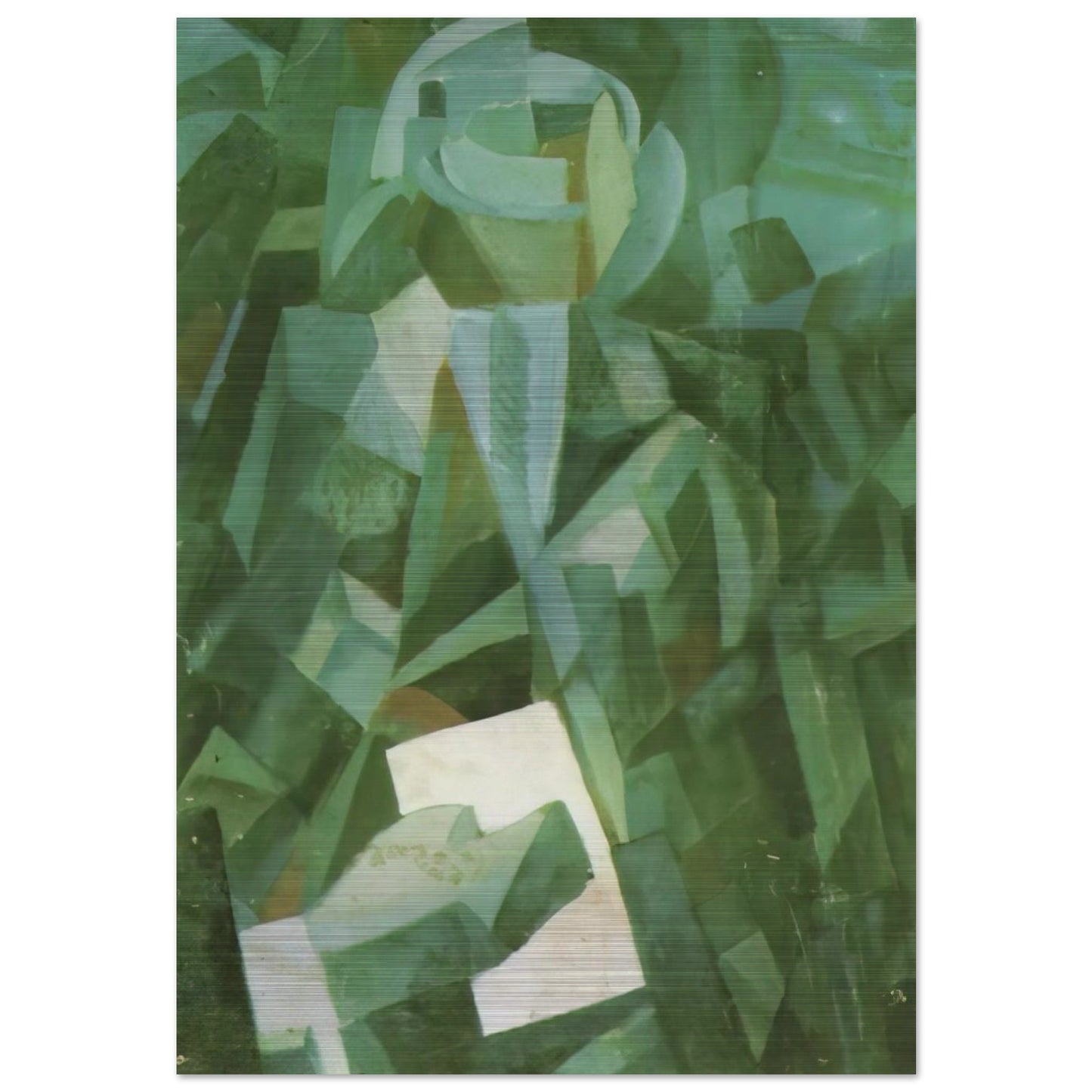 CUBIST COMPOSITION PORTRAIT OF A SEATED PERSON HOLDING A LETTER - Salvador Dali Brushed Aluminum Print - 70x100 cm / 28x40 inches | Salvador Dali Aluminum Print | Salvador Dali Prints