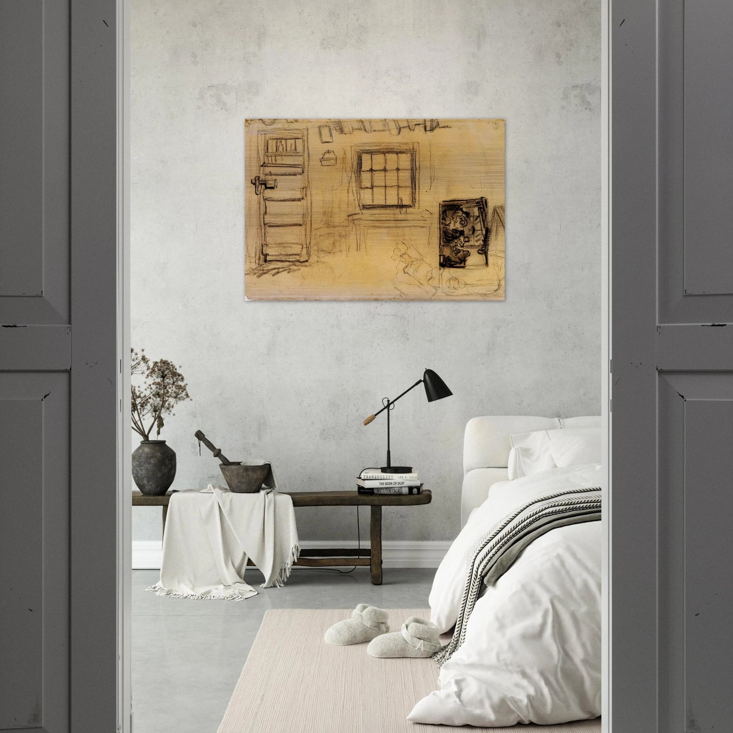 Studies of the Interior of a Cottage, and a Sketch of The Potato Eaters - Vincent van Gogh Brushed Aluminum Print - 70x100 cm / 28x40 inches | Vincent van Gogh Aluminum Print | Vincent van Gogh Prints