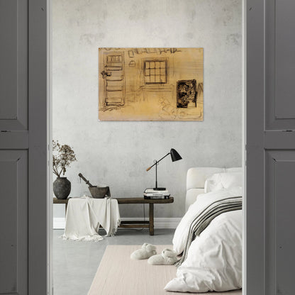 Studies of the Interior of a Cottage, and a Sketch of The Potato Eaters - Vincent van Gogh Brushed Aluminum Print - 70x100 cm / 28x40 inches | Vincent van Gogh Aluminum Print | Vincent van Gogh Prints