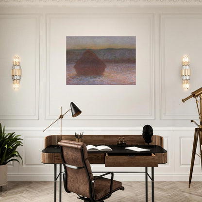 Stack of Wheat Thaw, Sunset - claude monet Brushed Aluminum Print - 70x100 cm / 28x40 inches | claude monet Aluminum Print | claude monet Prints