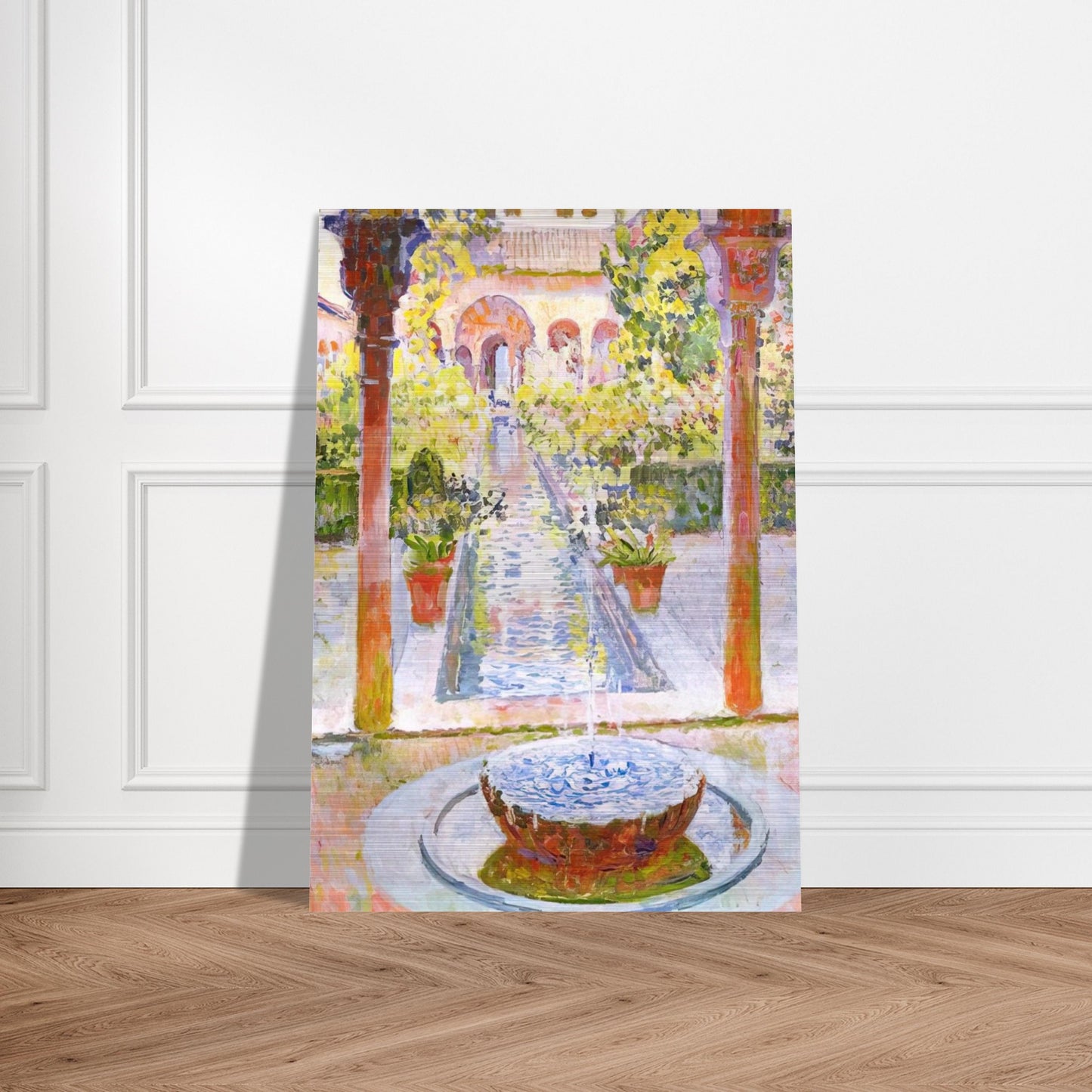 THE GARDENS OF GENERALIFE IN GRENADA 1913 - Theo van Rysselberghe Brushed Aluminum Print - 70x100 cm / 28x40 inches | Theo van Rysselberghe Aluminum Print | Theo van Rysselberghe Prints