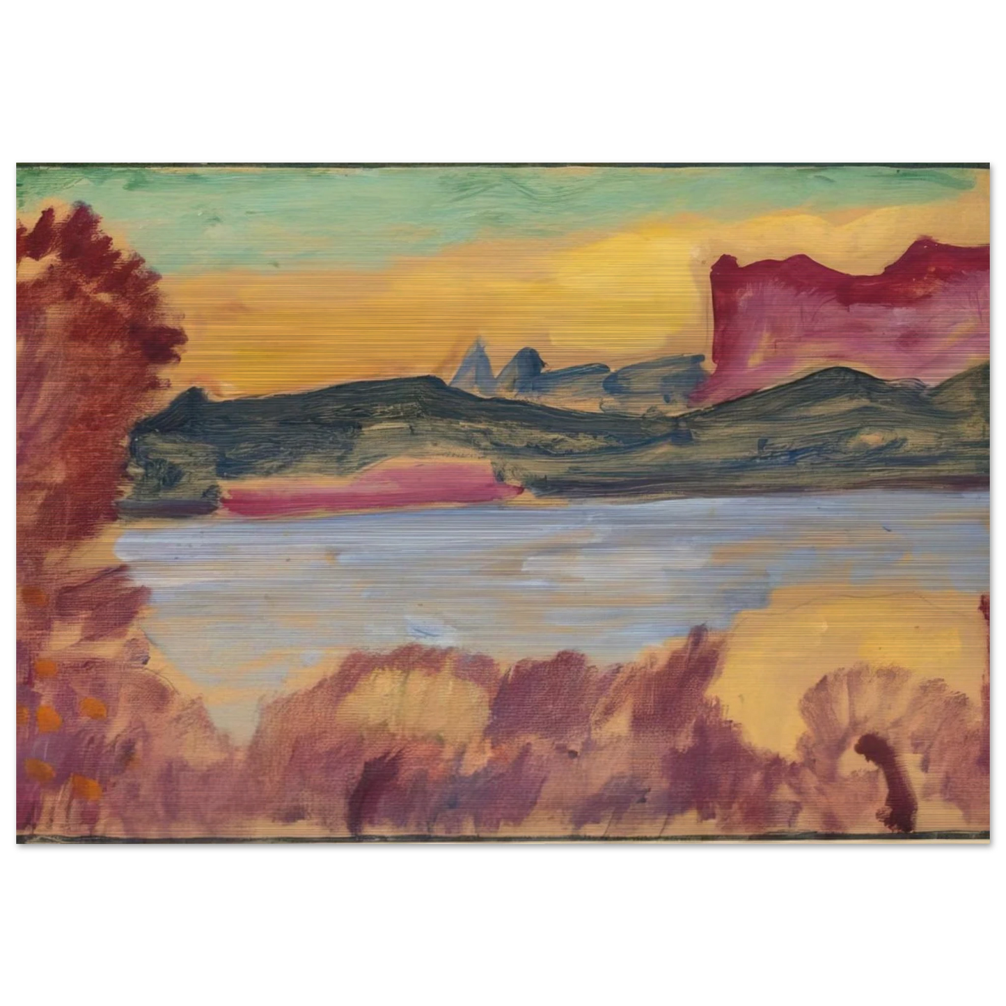 LANDSCHAFT GENFER SEE 1915 - Alexej von Jawlensky Brushed Aluminum Print - 70x100 cm / 28x40 inches | Alexej von Jawlensky Aluminum Print | Alexej von Jawlensky Prints